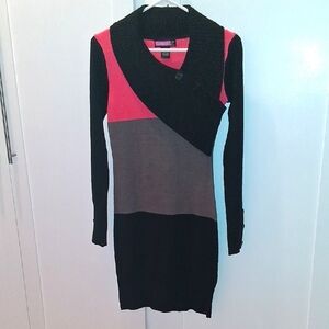 Say What? Black and Pink Knit Sweater Dress